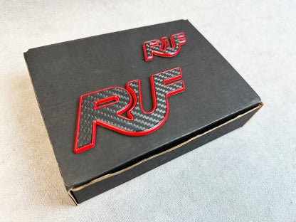 Red RUF badge set in carbon for classic Porsche 993 Turbo