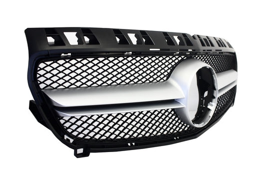Central Grille A45 Design Silver for Mercedes A-Class W176 (2012–08/2015)