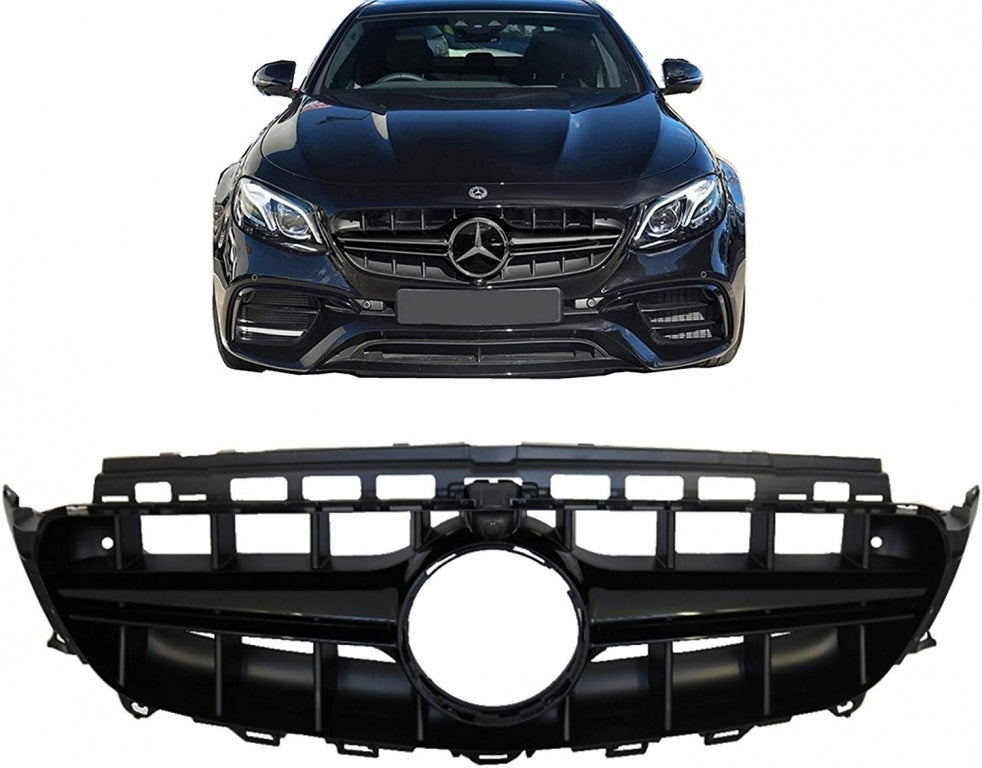 Central Grille E63 Design Black for Mercedes E-Class W213 S213 C238 A238 (2016–2019)