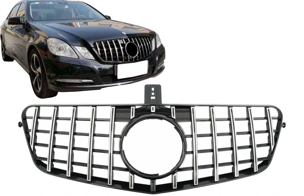 Central Grille GT-R Panamericana Black Chrome for Mercedes E-Class W212 S212 (2009–2013)