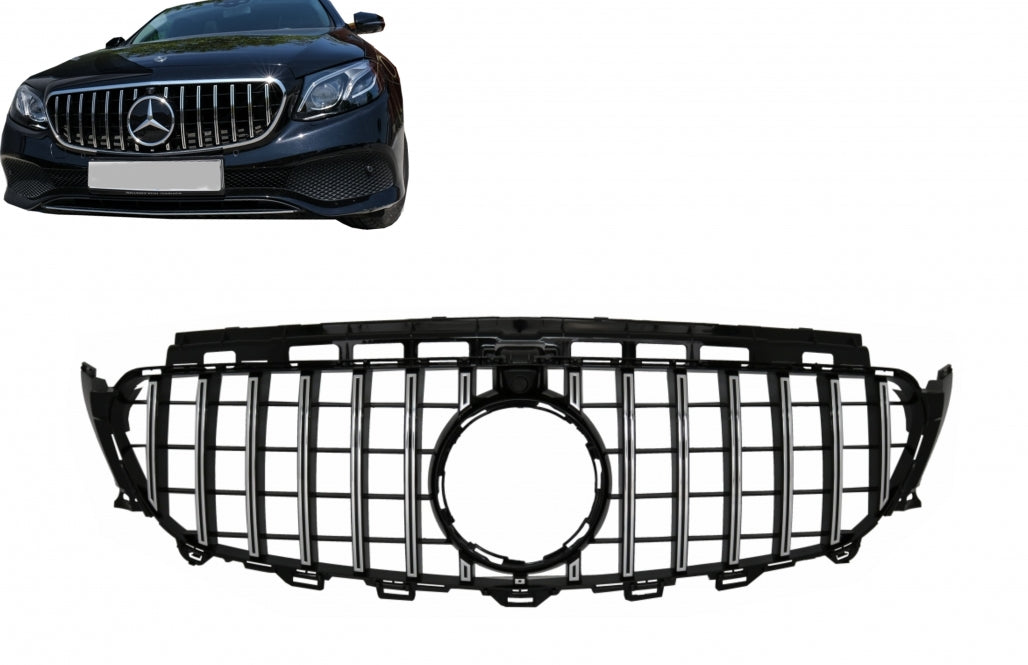 Central Grille GT-R Panamericana Black Chrome for Mercedes E-Class W213 S213 C238 A238 (2016–2019)