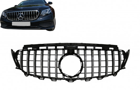 Central Grille GT-R Panamericana Black Chrome for Mercedes E-Class W213 S213 C238 A238 (2016–2019)