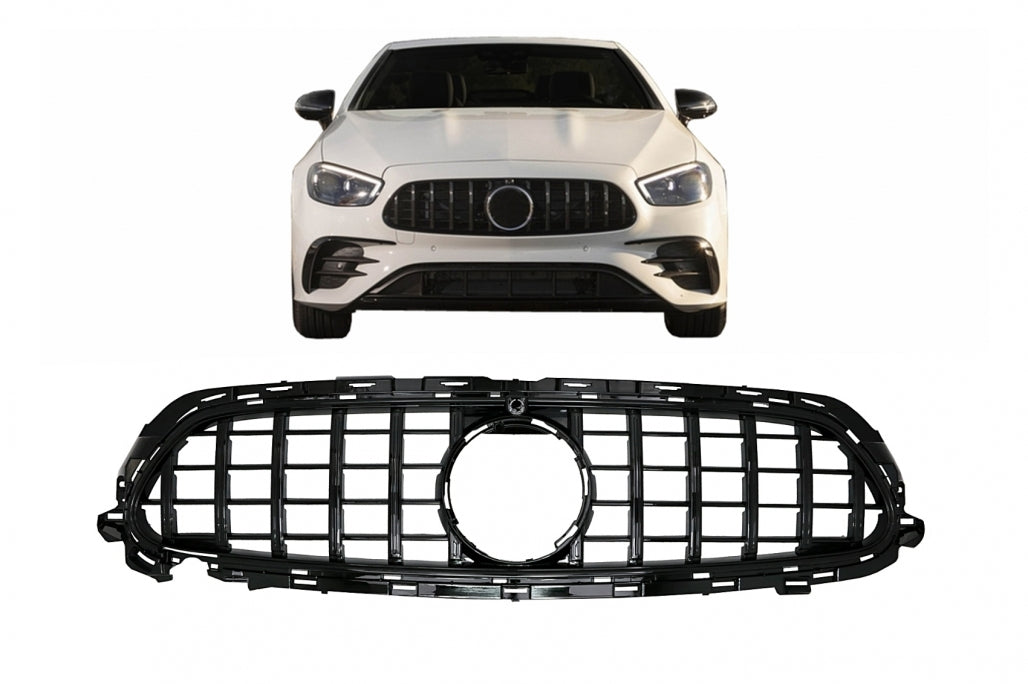 Central Grille GT-R Panamericana Black for Mercedes E-Class W213 S213 C238 A238 Facelift (2020–Up)