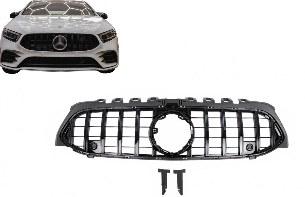 Central Grille GT-R Panamericana Design All Black for Mercedes A-Class W177 V177 (2018–2022)