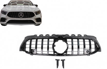Central Grille GT-R Panamericana Design All Black for Mercedes A-Class W177 V177 (2018–2022)