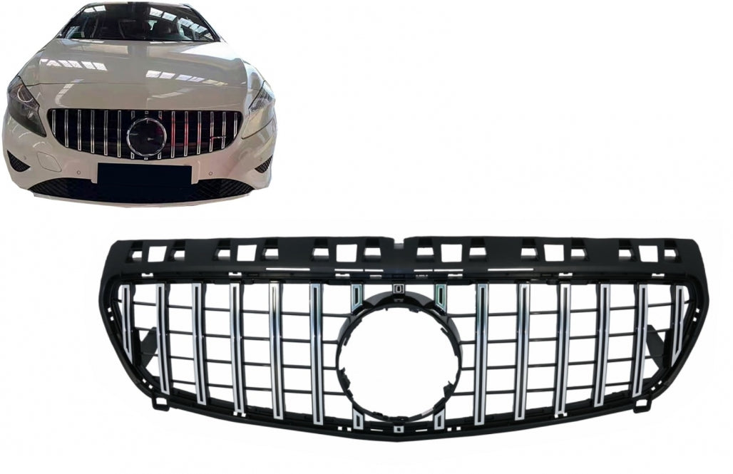 Central Grille GT-R Panamericana Design Black Chrome for Mercedes A-Class W176 (2012–082015)