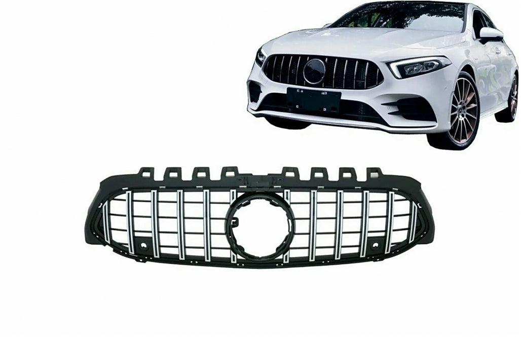 Central Grille GT-R Panamericana Design Black Chrome for Mercedes A-Class W177 V177 (2018–2022)