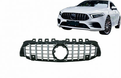 Central Grille GT-R Panamericana Design Black Chrome for Mercedes A-Class W177 V177 (2018–2022)