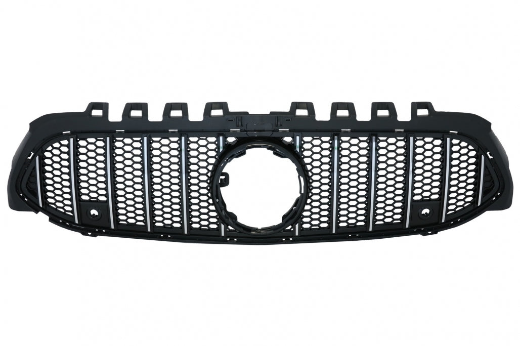 Central Grille Mesh GT-R Panamericana Design Black Chrome for Mercedes A-Class W177 V177 (2018–2022)