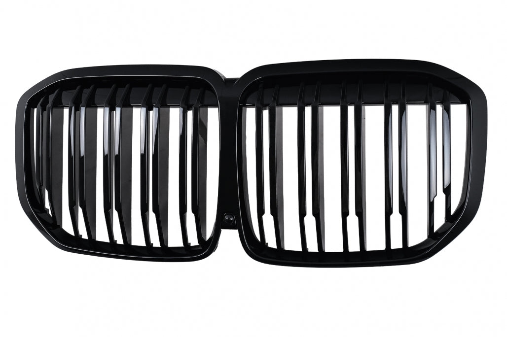 Central Kidney Grille Double Stripe Piano Black for BMW X7 G07 (2018-2022)