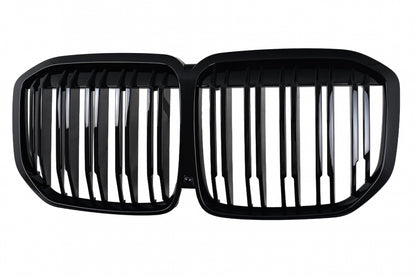 Central Kidney Grille Double Stripe Piano Black for BMW X7 G07 (2018-2022)