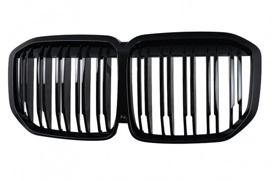 Central Kidney Grille Double Stripe Piano Black for BMW X7 G07 (2018-2022)