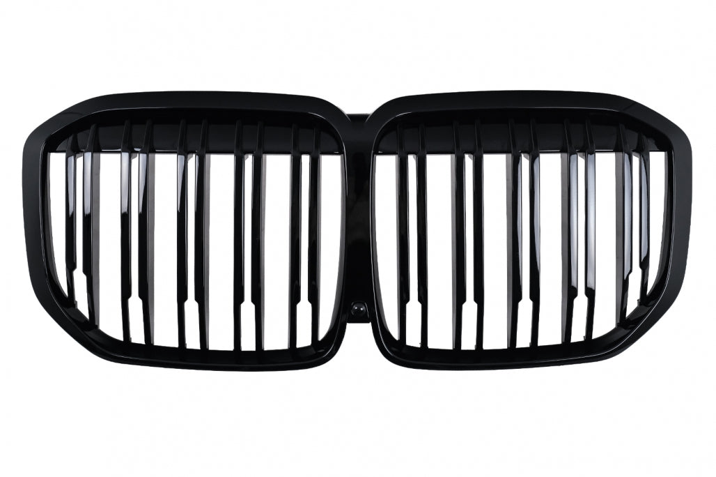 Central Kidney Grille Double Stripe Piano Black for BMW X7 G07 (2018-2022)