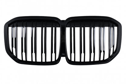 Central Kidney Grille Double Stripe Piano Black for BMW X7 G07 (2018-2022)