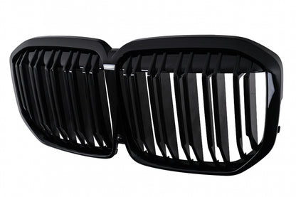 Central Kidney Grille Double Stripe Piano Black for BMW X7 G07 (2018-2022)