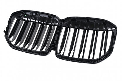 Central Kidney Grille Double Stripe Piano Black for BMW X7 G07 (2018-2022)