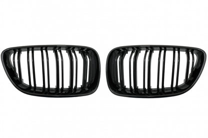 Central Kidney Grilles Double Stripe M Design Piano Black for BMW 2 Series F22 F23 F87 (2014–Up)