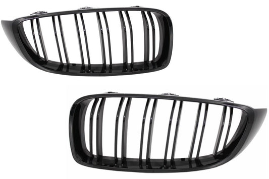 Central Kidney Grilles Double Stripe M Design Piano Black for BMW 4 Series F32 F33 F36 (2013–2019)
