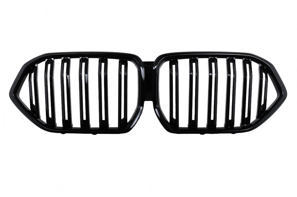 Central Kidney Grilles Double Stripe Piano Black for BMW X6 G06 (2019-2022)
