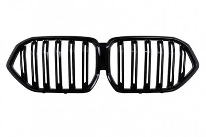 Central Kidney Grilles Double Stripe Piano Black for BMW X6 G06 (2019-2022)