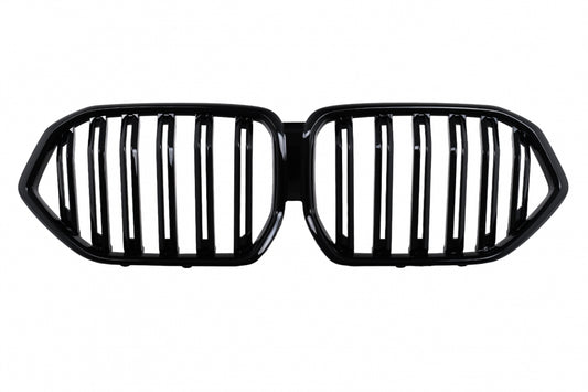 Central Kidney Grilles Double Stripe Piano Black for BMW X6 G06 (2019-2022)