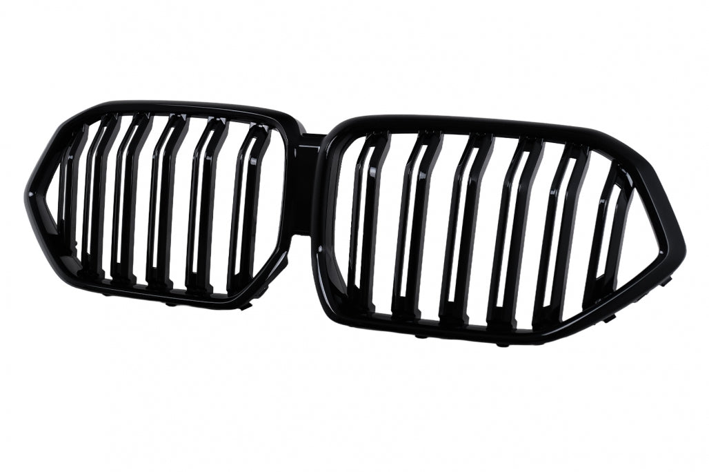 Central Kidney Grilles Double Stripe Piano Black for BMW X6 G06 (2019-2022)
