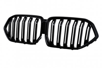 Central Kidney Grilles Double Stripe Piano Black for BMW X6 G06 (2019-2022)