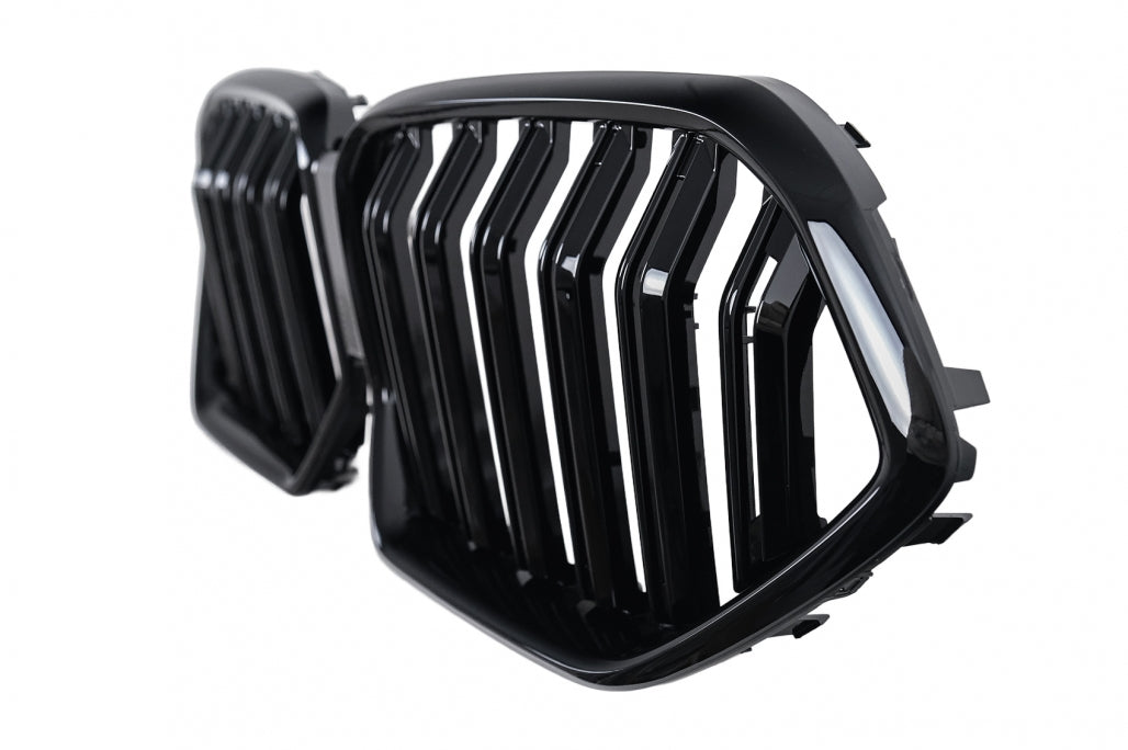 Central Kidney Grilles Double Stripe Piano Black for BMW X6 G06 (2019-2022)