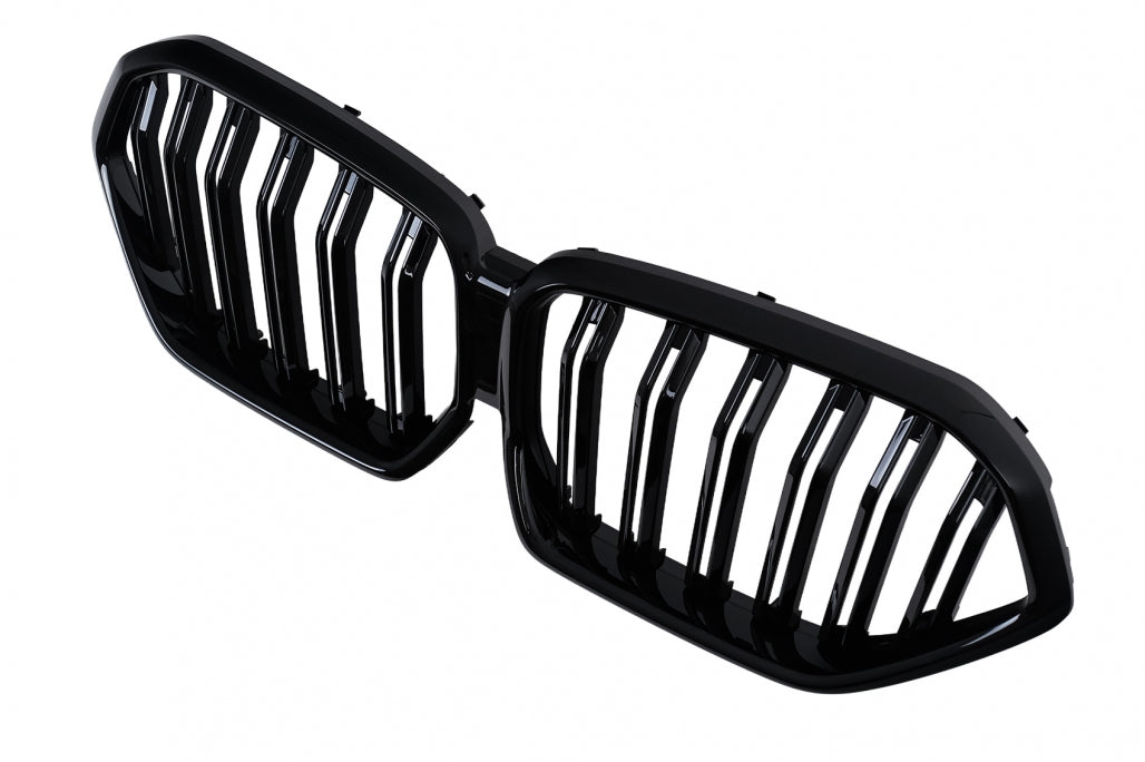 Central Kidney Grilles Double Stripe Piano Black for BMW X6 G06 (2019-2022)