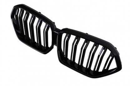 Central Kidney Grilles Double Stripe Piano Black for BMW X6 G06 (2019-2022)