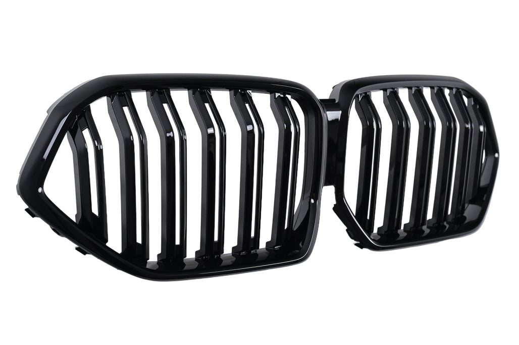 Central Kidney Grilles Double Stripe Piano Black for BMW X6 G06 (2019-2022)