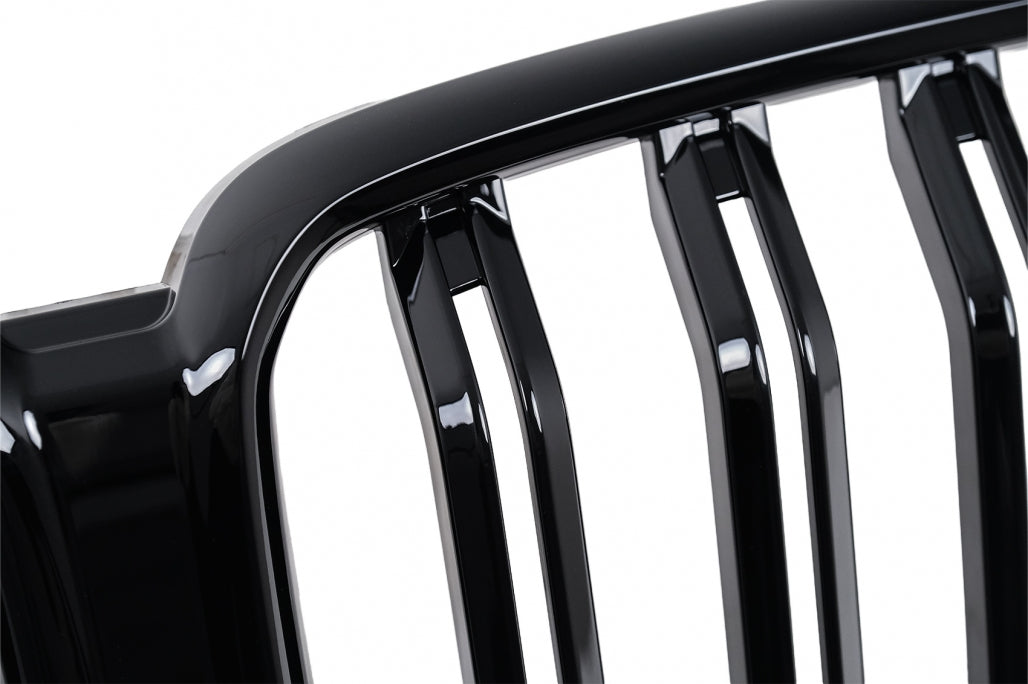 Central Kidney Grilles Double Stripe Piano Black for BMW X6 G06 (2019-2022)