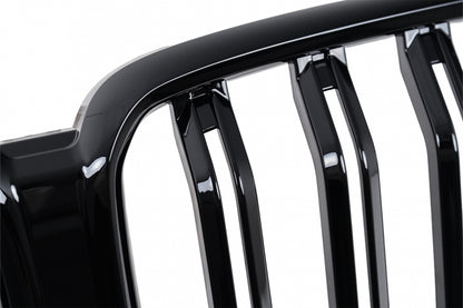 Central Kidney Grilles Double Stripe Piano Black for BMW X6 G06 (2019-2022)