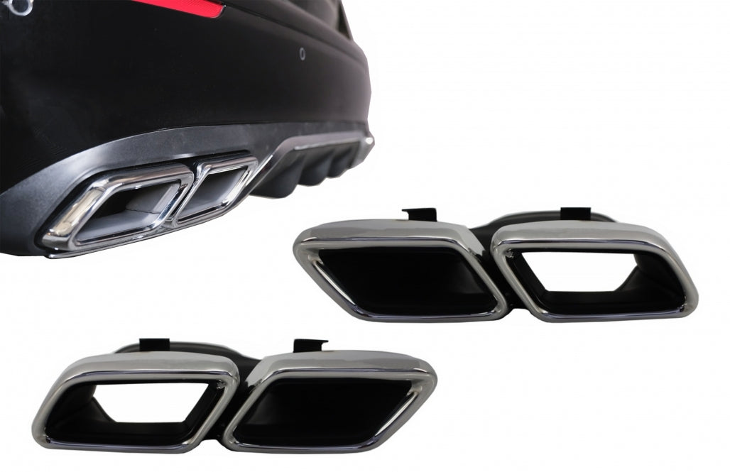 Chrome Exhaust Muffler Tips for Mercedes C-Class W205 W213 W222 GLC GLE (2014-Up)