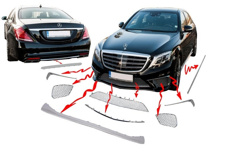 Chrome Moldings Ornament Package S65 Design for Mercedes S-Class W222 LWB (2013-up)