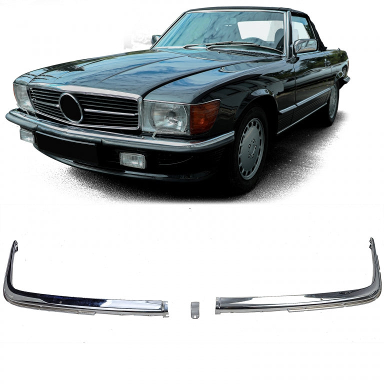 Chrome Trims EU Front Bumper 1.8mm 3-Piece for Mercedes SL R107  C107 SLC (1971–1989)