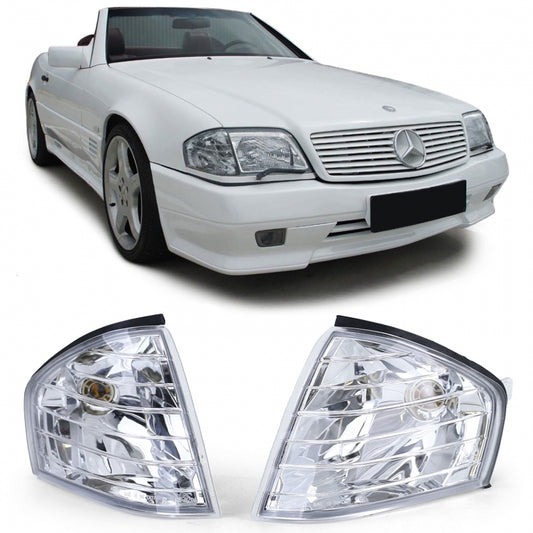 Clear Glass Chrome Indicator Pair for Mercedes SL R129 (1989–2001)