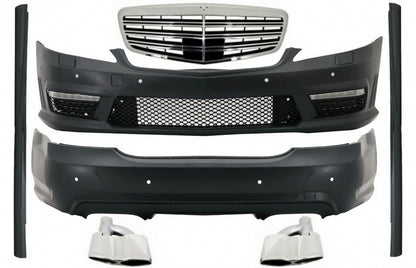Complete Body Kit for Mercedes S-Class W221 LWB (2005–2011) with Front Grille, Side Skirts and Exhaust Tips