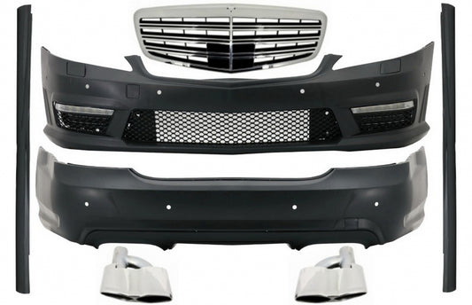 Complete Body Kit for Mercedes S-Class W221 LWB (2005–2011) with Front Grille, Side Skirts and Exhaust Tips