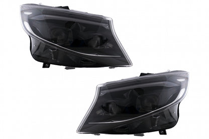 Complete Body Kit with LED Headlights & Red Clear LED Taillights for Mercedes Vito (2020–2024) LHD Halogen