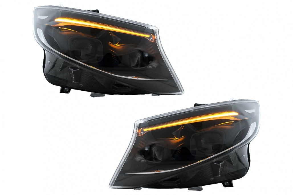 Complete Body Kit with LED Headlights & Red Clear LED Taillights for Mercedes Vito (2020–2024) LHD Halogen