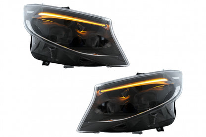 Complete Body Kit with LED Headlights & Red Clear LED Taillights for Mercedes Vito (2020–2024) LHD Halogen