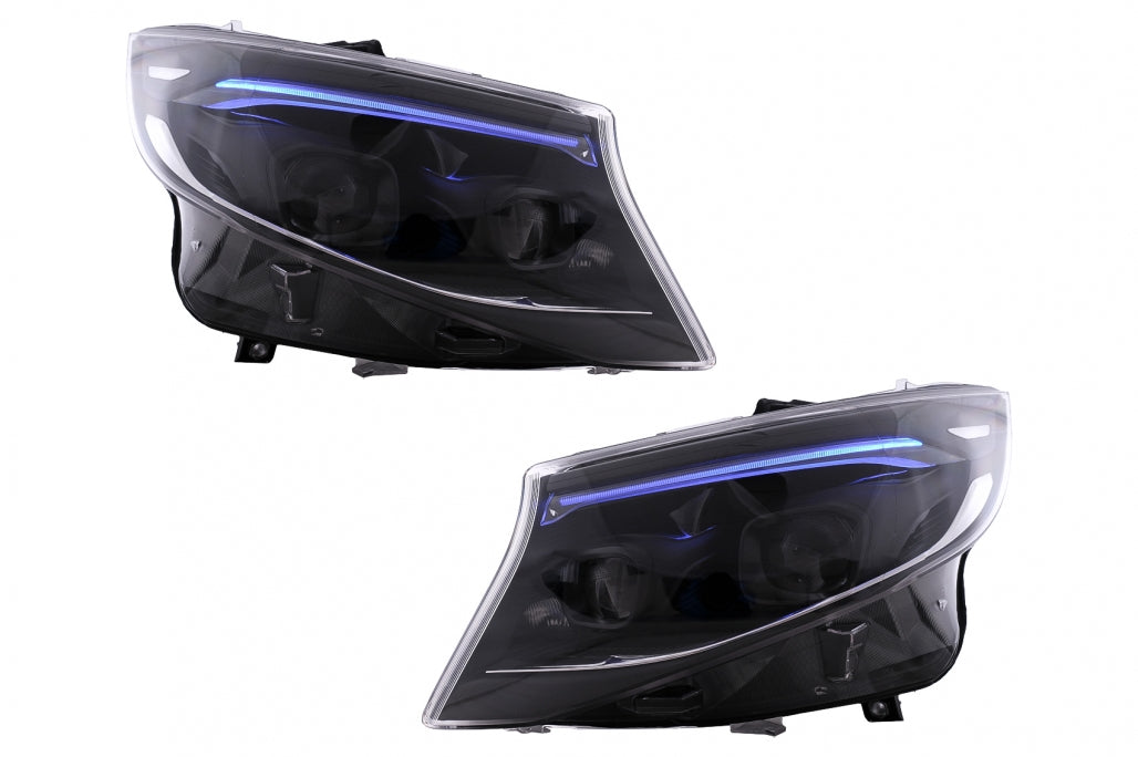 Complete Body Kit with LED Headlights & Red Clear LED Taillights for Mercedes Vito (2020–2024) LHD Halogen