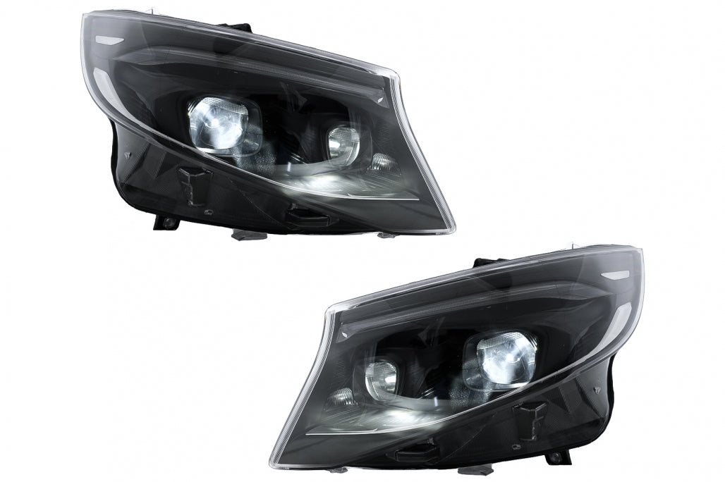 Complete Body Kit with LED Headlights & Red Clear LED Taillights for Mercedes Vito (2020–2024) LHD Halogen