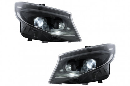 Complete Body Kit with LED Headlights & Red Clear LED Taillights for Mercedes Vito (2020–2024) LHD Halogen