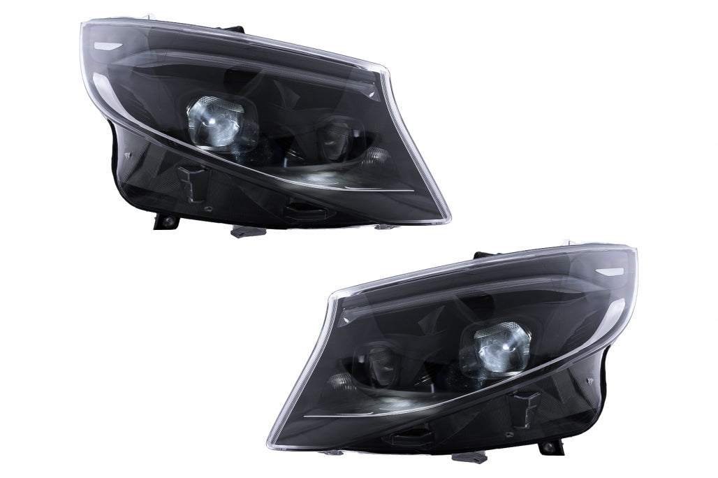 Complete Body Kit with LED Headlights & Red Clear LED Taillights for Mercedes Vito (2020–2024) LHD Halogen