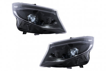 Complete Body Kit with LED Headlights & Red Clear LED Taillights for Mercedes Vito (2020–2024) LHD Halogen