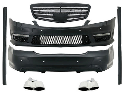 Complete Body Kit with Piano Black Front Grille and Exhaust Tips for Mercedes S-Class W221 (2005–2011)