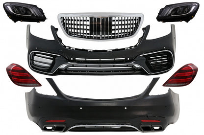 Complete Facelift Body Kit S63 Design with Black Exhaust Muffler Tips for Mercedes S-Class W222 LHD (2013–06.2017)