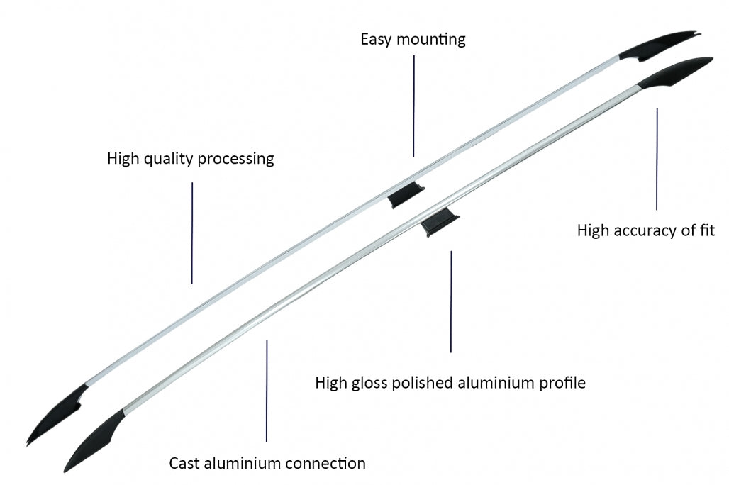 Decorative Roof Rails Matte Aluminium for Mercedes V-Class W447 (2014-Up) Short Wheelbase SWB
